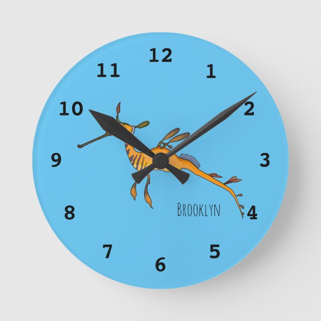 Reloj Redondo Mediano Ilustracion personalizado de Seadragon Weedy (Anverso)