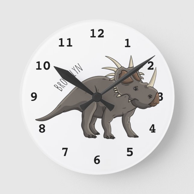 Reloj Redondo Mediano Ilustracion personalizado de Styracosaurus (Anverso)