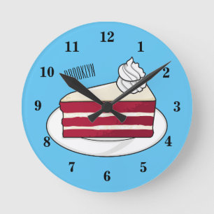 Reloj Redondo Mediano Ilustracion personalizado de tarta de terciopelo r
