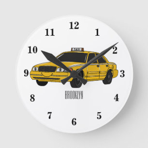 Reloj Redondo Mediano Ilustracion personalizado de taxi