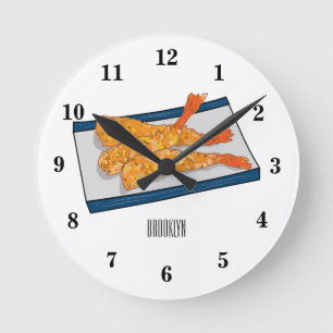 Reloj Redondo Mediano Ilustracion personalizado de tempura gambas