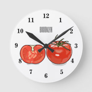 Reloj Redondo Mediano Ilustracion personalizado de tomate