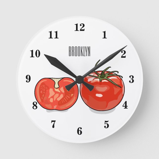 Reloj Redondo Mediano Ilustracion personalizado de tomate (Anverso)