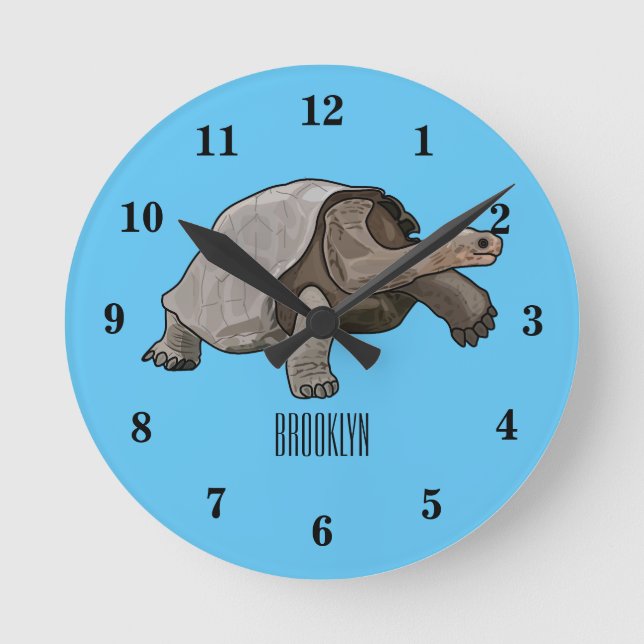 Reloj Redondo Mediano Ilustracion personalizado de tortugas de Galápagos (Anverso)