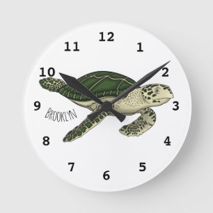 Reloj Redondo Mediano Ilustracion personalizado de tortugas marinas
