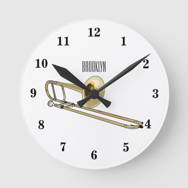 Reloj Redondo Mediano Ilustracion personalizado de Trombone (Anverso)
