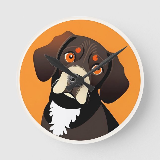 Reloj Redondo Mediano Ilustracion Personalizado de un cachorro (Anverso)
