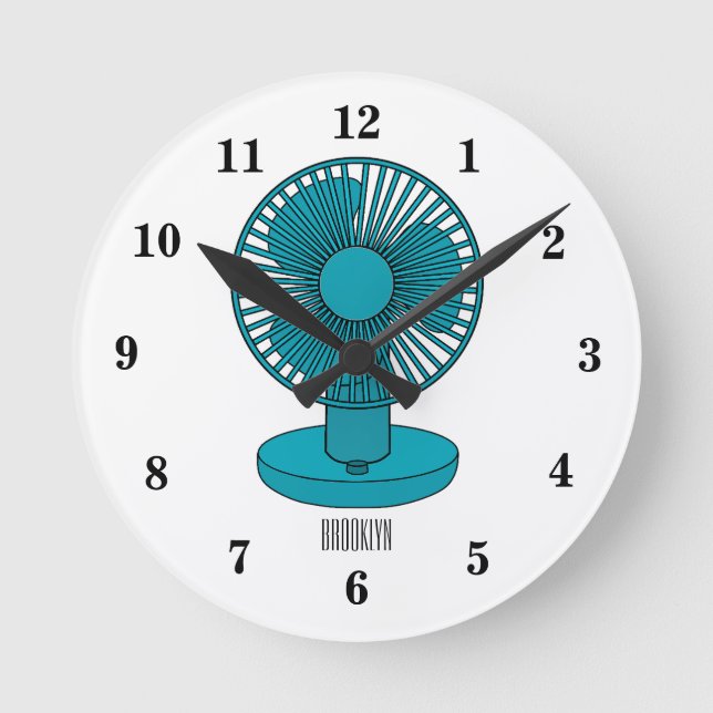 Reloj Redondo Mediano Ilustracion personalizado de ventilador (Anverso)