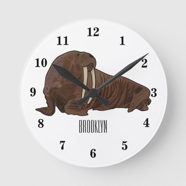 Reloj Redondo Mediano Ilustracion personalizado de Walrus (Anverso)