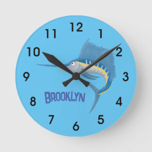 Reloj Redondo Mediano Ilustracion personalizado divertido de pez espada