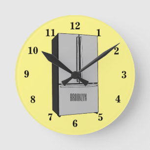 Reloj Redondo Mediano Ilustracion personalizado frigorífico de puerta fr