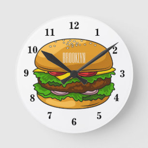Reloj Redondo Mediano Ilustracion personalizado Hamburger