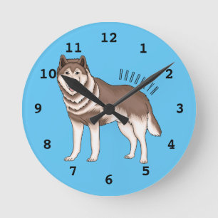Reloj Redondo Mediano Ilustracion personalizado husky siberiano