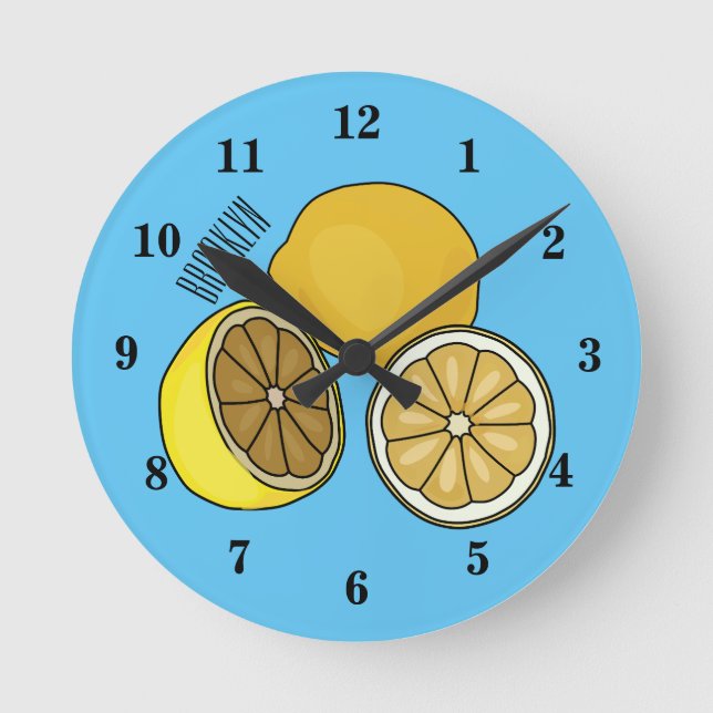 Reloj Redondo Mediano Ilustracion personalizado limón (Anverso)