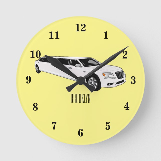 Reloj Redondo Mediano Ilustracion personalizado limusina (Anverso)
