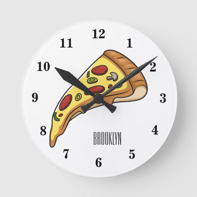 Reloj Redondo Mediano Ilustracion personalizado Pizza (Anverso)