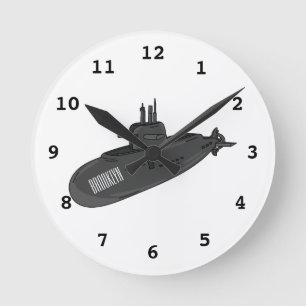 Reloj Redondo Mediano Ilustracion personalizado submarino