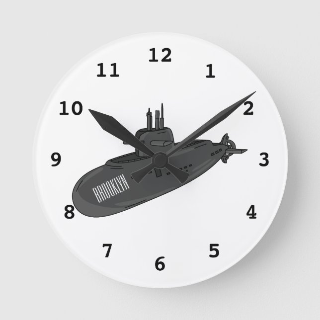 Reloj Redondo Mediano Ilustracion personalizado submarino (Anverso)