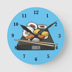 Reloj Redondo Mediano Ilustracion personalizado Sushi