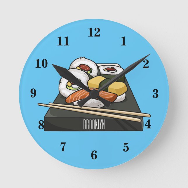 Reloj Redondo Mediano Ilustracion personalizado Sushi (Anverso)