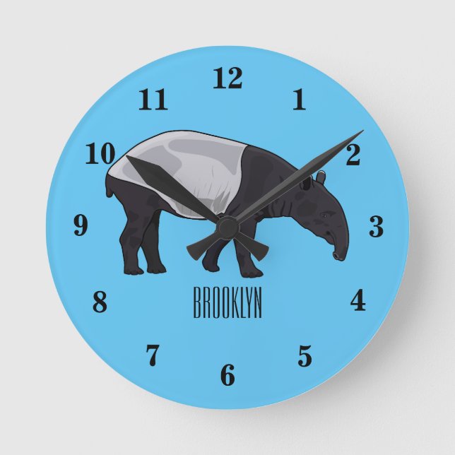 Reloj Redondo Mediano Ilustracion personalizado Tapir (Anverso)