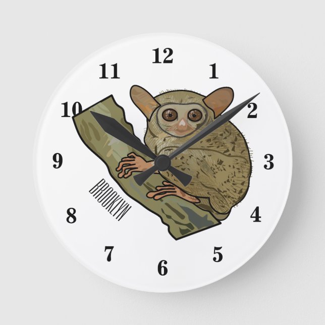 Reloj Redondo Mediano Ilustracion personalizado Tarsier (Anverso)