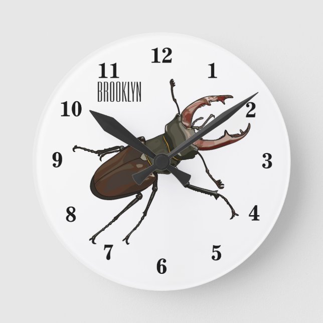Reloj Redondo Mediano Ilustracion Stag beetle personalizado (Anverso)