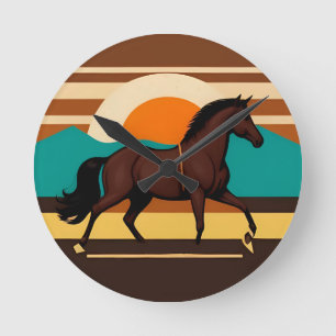 Reloj Redondo Mediano Ilustración vintage de un caballo