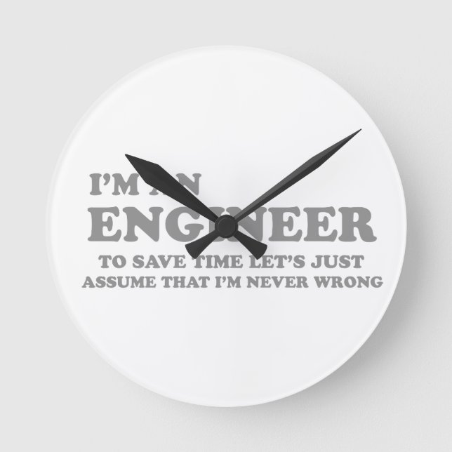 Reloj Redondo Mediano I'm an Engineer (Anverso)