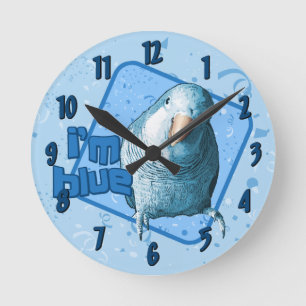 Reloj Redondo Mediano I'm Blue Quaker Parakeet Clock