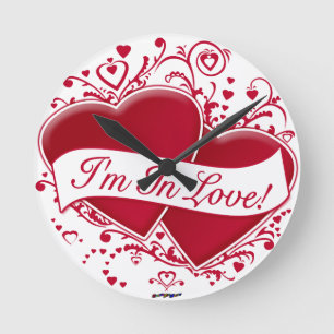 Reloj Redondo Mediano I'm In Love! Red Hearts