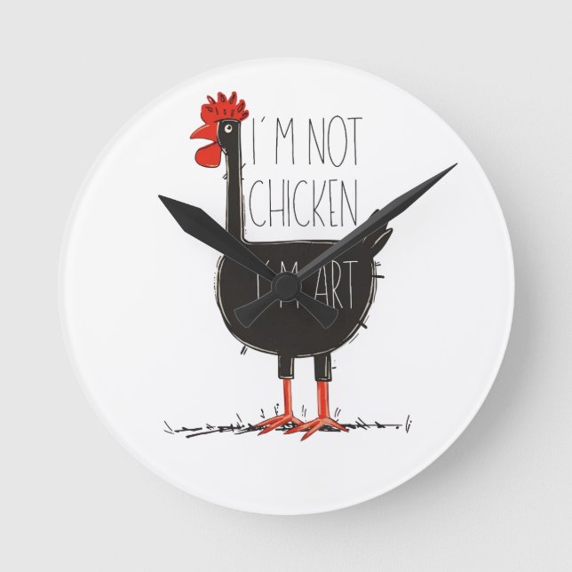 Reloj Redondo Mediano I'm Not Chicken, I'm Art - Quirky Retro T Shirt (Anverso)