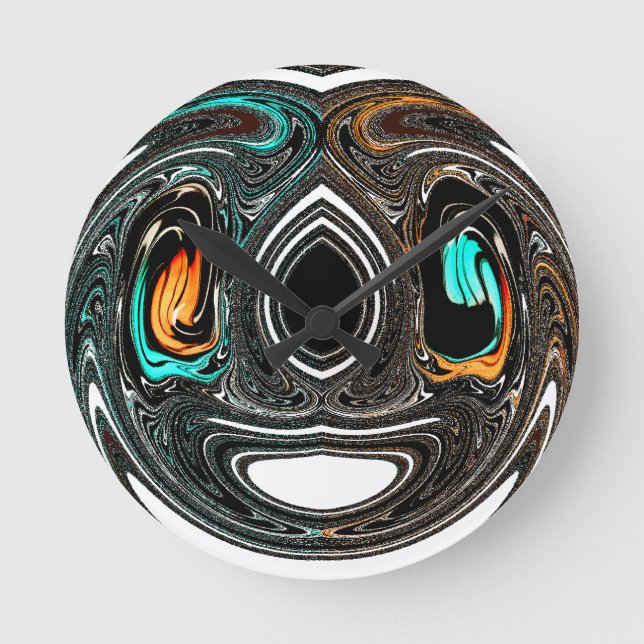 Reloj Redondo Mediano Imagen de arte en textura de cebra de origen étnic (Anverso)