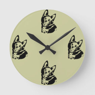 Reloj Redondo Mediano Imagen de perro de Schipperke
