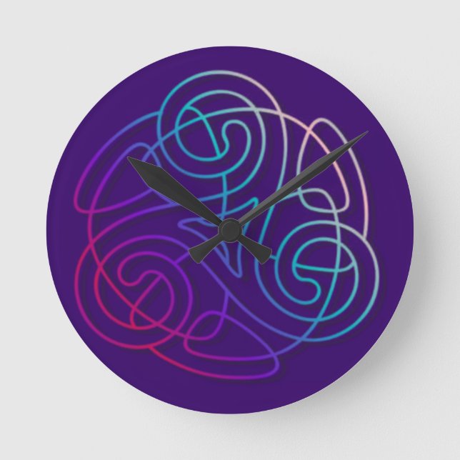 Reloj Redondo Mediano Imagen de triskele colorido (Anverso)
