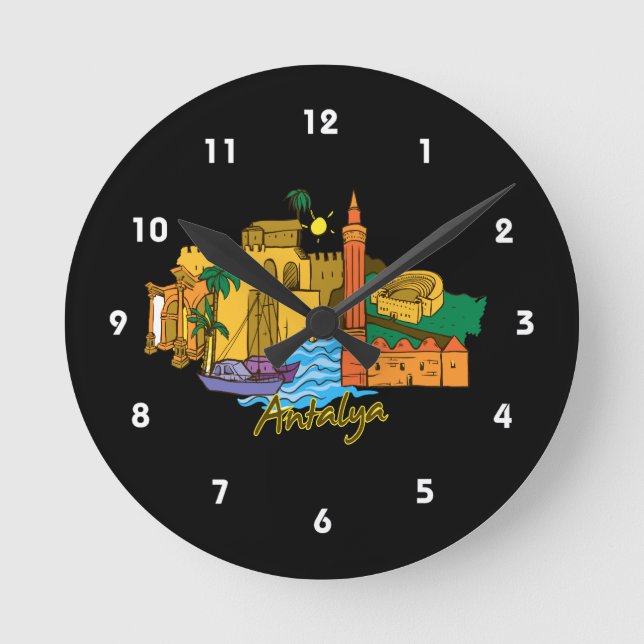 Reloj Redondo Mediano imagen de vacaciones de viaje de antalya.png (Anverso)