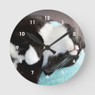Reloj Redondo Mediano imagen del gatito de la opinión de la barbilla del