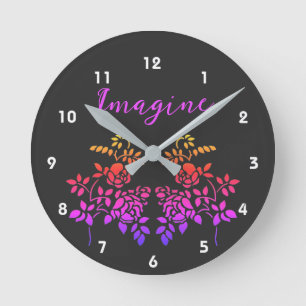 Reloj Redondo Mediano Imaginen Flores Rosas Resumen de Palabras Inspirad