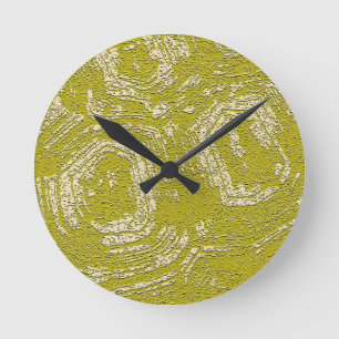 Reloj Redondo Mediano Impresión abstracta de caparazón de tortuga mostaz
