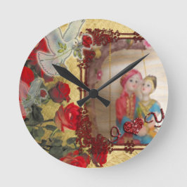 Reloj Redondo Mediano Impresión artística gráfica de retrato de muñeca d
