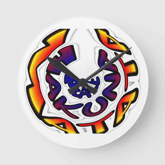 Reloj Redondo Mediano Impresión circular de arte "Peace Hakuna Matata" (Anverso)