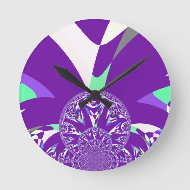 Reloj Redondo Mediano Impresión de arte azul cian kaleidoscope (Anverso)