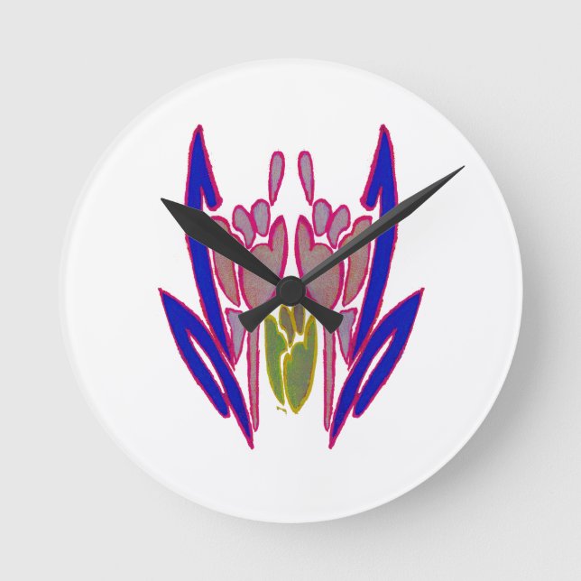 Reloj Redondo Mediano Impresión de arte de acuarela Rosa elegante (Anverso)