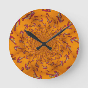 Reloj Redondo Mediano Impresión de arte de ancla Kaleidoscope