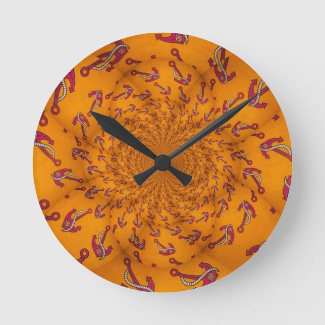Reloj Redondo Mediano Impresión de arte de ancla Kaleidoscope (Anverso)
