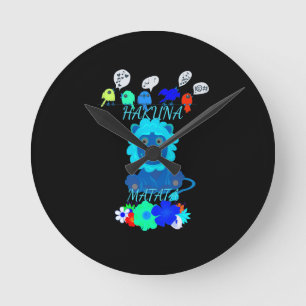 Reloj Redondo Mediano Impresión de arte sobre el león de Hakuna Matata