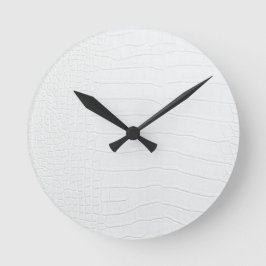 Reloj Redondo Mediano Impresión de la piel de cocodrilo blanco