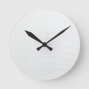 Reloj Redondo Mediano Impresión de la piel de cocodrilo blanco