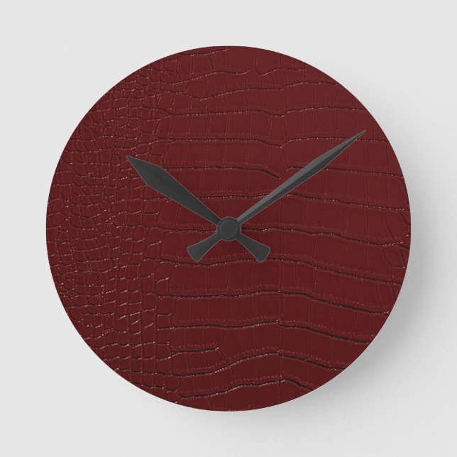 Reloj Redondo Mediano Impresión de la piel de cocodrilo rojo varada (Anverso)
