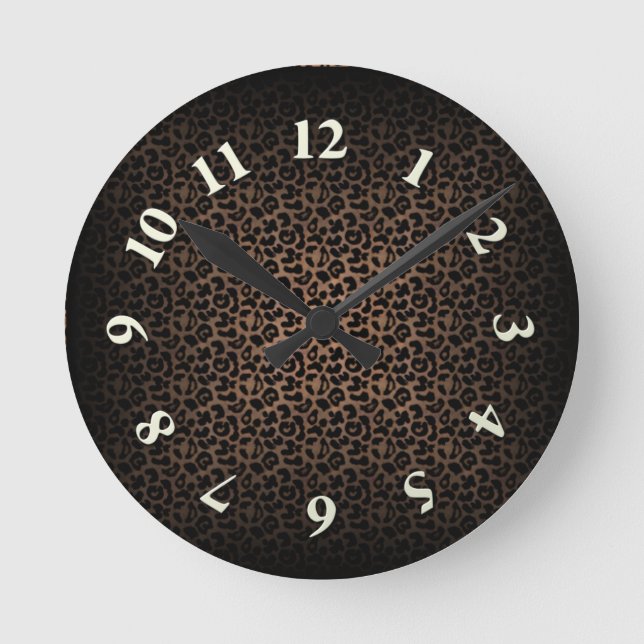 Reloj Redondo Mediano Impresión de leopardo (Anverso)